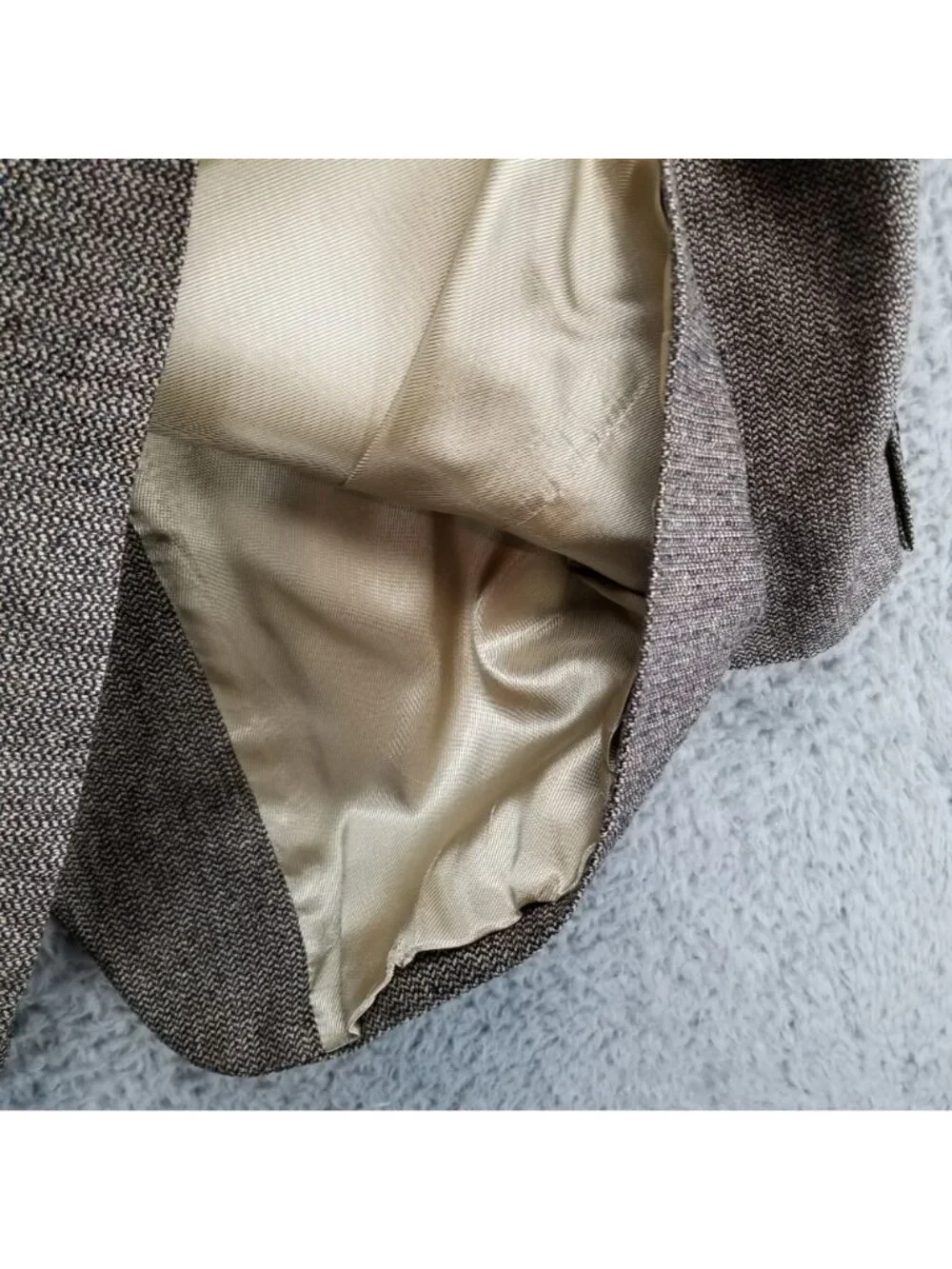 Oscar De La Renta Jacket Mens 42R Brown Silk Blend Long Sleeve Tweed Blazer